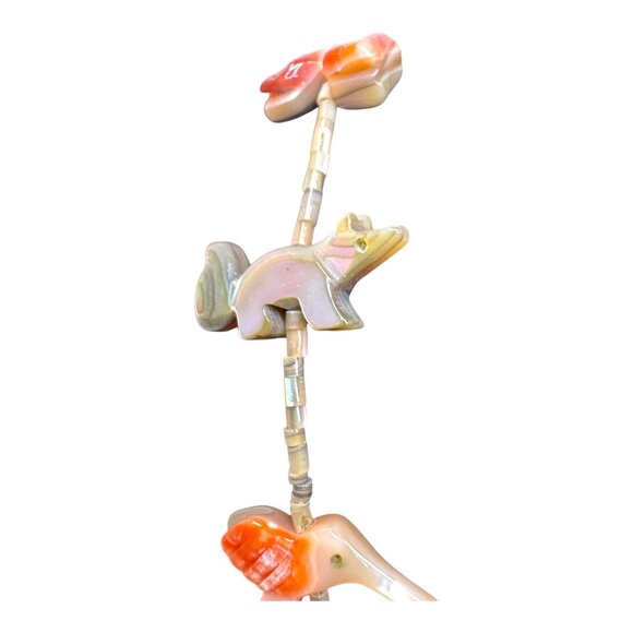 Vintage Zuni Bird Fish Fetish Necklace Matching Earrings Carved Native American - Picture 11 of 15